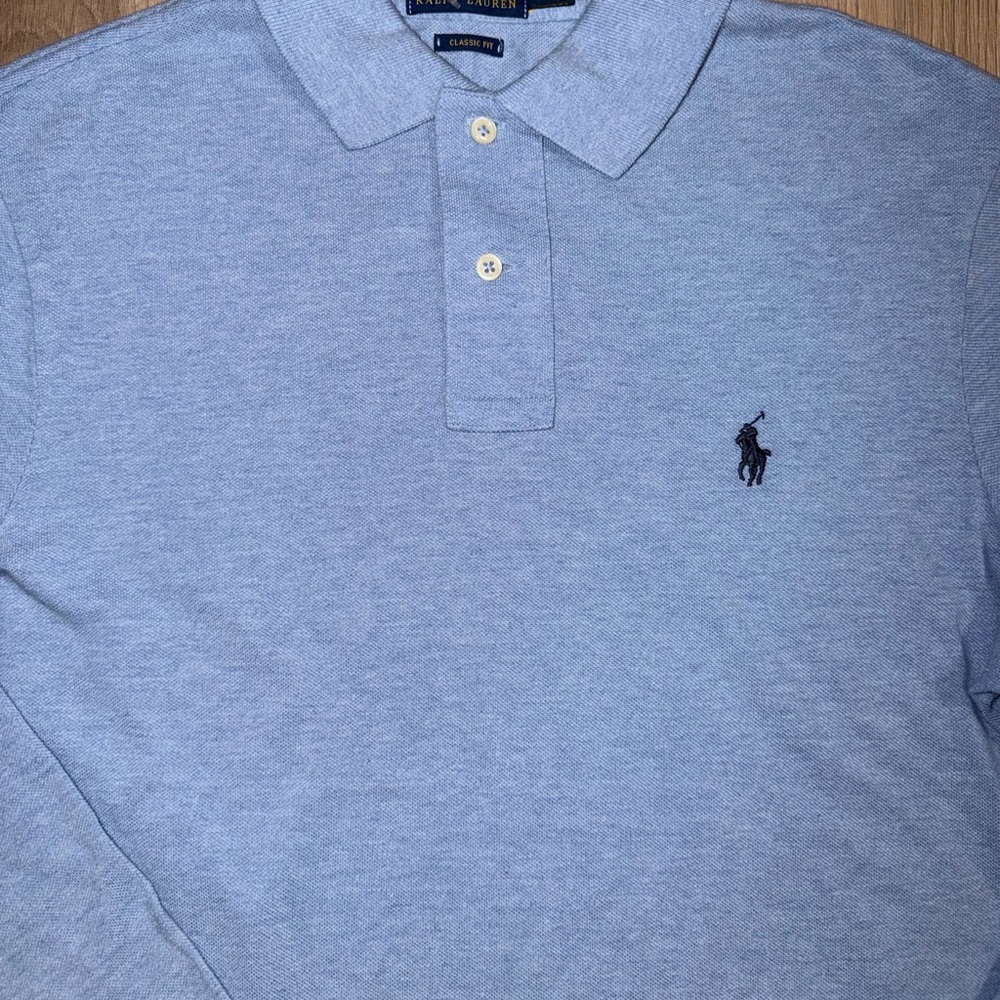 Polo Ralph Lauren Classic Fit Long Sleeve Polo Shirt – Light Blue – Size S - Picture 5 of 8